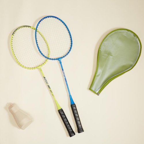 Adult badminton racket set Fun set br130 ad lime blue