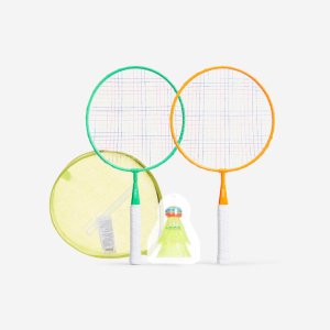 ADULT BADMINTON RACKET BR 190 SET PARTNER GREEN BEIGE